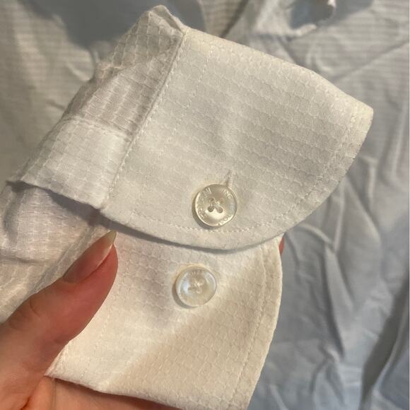 EMPORIO ARMANI Men's Cotton Textured Dress Shirt XXL White Timeless Elegance - Picture 8 of 10